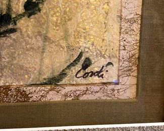 Original Art Conti Bengal Tiger Framed Painting Frame: 32.5x27.5in