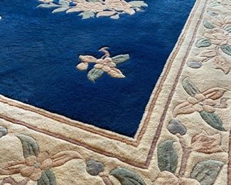 6x4ft Vintage Oriental Wool Pile Rug Small Blue 77 x 48in