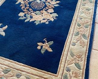 6x4ft Vintage Oriental Wool Pile Rug Small Blue 77 x 48in