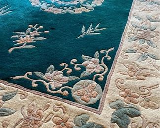 Green Floral Oriental Wool Rug 70 x 48in