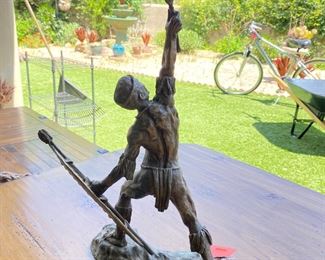 Tribal Warrior Cast Metal Statue/Sculpture 19.75 inches high.