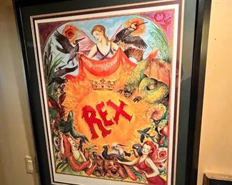2004 Rex Proclaims Mardi Gras Framed Poster New Orleans Numbered School of Design Art Print Frame: 45 x 36in