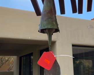 Vintage Paolo Soleri Arcosanti Cast Bronze Wind Chime Bell 6in Cone Tabs #1 Hang: 24 inches Bell: 6 inches