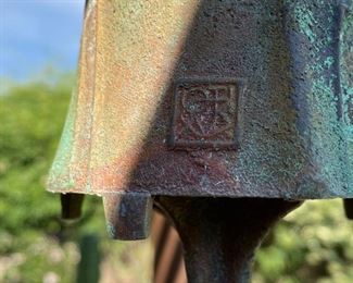 Vintage Paolo Soleri Arcosanti Cast Bronze Wind Chime Bell 6in Cone Tabs #1 Hang: 24 inches Bell: 6 inches
