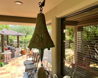 Vintage Paolo Soleri Arcosanti Cast Bronze Wind Chime Bell 6in Cone Tabs #3 Hang: 24 inches Bell: 6 inches