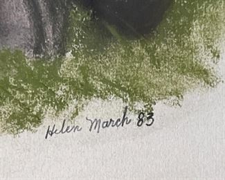 Original Art Pastel Doberman Pinscher Helen March Framed Painting Frame: 32 x 28in