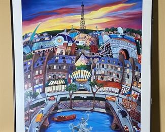 Cognac Monnet Framed Poste Vintage Liquor Ad Sun in a glass Frame: 35 x 20in