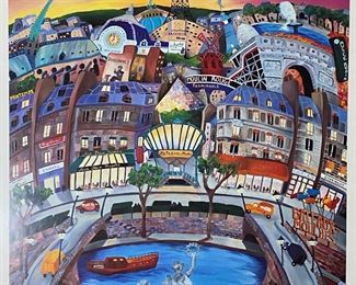 Cognac Monnet Framed Poste Vintage Liquor Ad Sun in a glass Frame: 35 x 20in