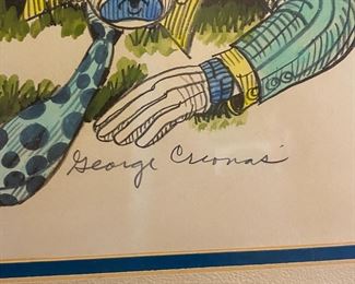 Signed Numbered George Crionas Clowning Around Lithograph Art Print Frame: 31x 26.5in