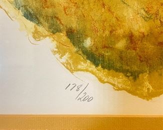 Signed Numbered Sandu Liberman Lithograph Shabbas Candles Judaica Art Print Frame: 27.5 x 24in