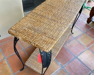 Seagrass & Iron Accent Table 30 x 46 x 18 HxWxD