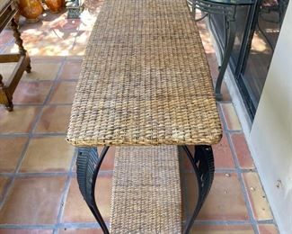 Seagrass & Iron Accent Table 30 x 46 x 18 HxWxD