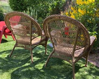 2pc All Weather Wicker Patio Chairs PAIR 36 x 30 x 29 HxWxD