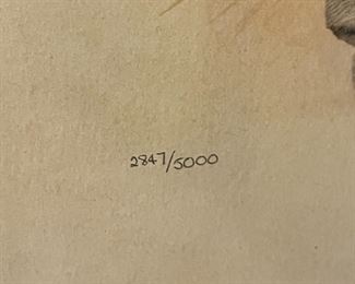 Signed/ Numbered John A. Ruthven Bengal Tiger Litho Print Frame: 40.5 x 33.in