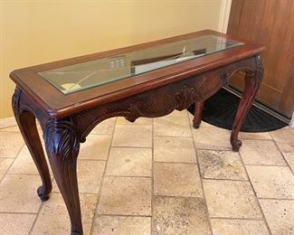 Wood Frame Glass Top Sofa Table 32 x 54 x 19in