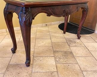 Wood Frame Glass Top Sofa Table 32 x 54 x 19in