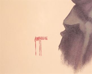 Signed Numbered Jim Howle Emmett Kelly Litho Print Framed Art Sad Clown Frame: 36 x 30in