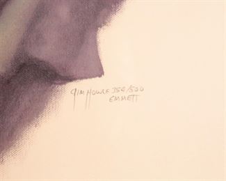 Signed Numbered Jim Howle Emmett Kelly Litho Print Framed Art Sad Clown Frame: 36 x 30in