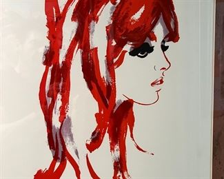 1970s Red Head Woman Art Print Framed Frame: 36 x 28in