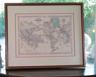 Johnsons Map of The World Framed Art 28 x 34in