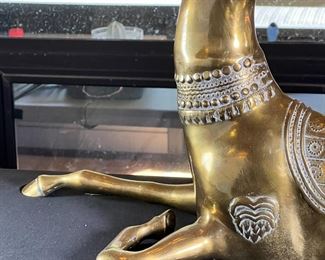 Large Brass Deer Statue Sculpture 22.5 inches high.