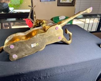 Large Brass Deer Statue Sculpture 22.5 inches high.