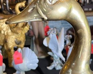 Large Brass Duck Sculpture 17.75 inches high.