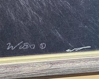 Signed Art Black Wolf Canvas Print Frame: 27 x 23.5in