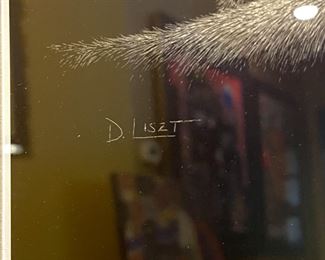 Deborah Liszt White Tiger Hand Colored Litho Framed Art Print Scratchboard Artwork Frame: 33x29.25in