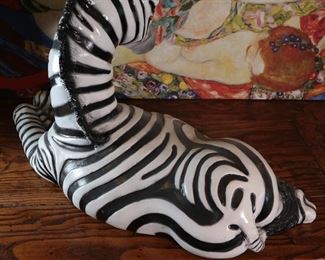 Large Resin Zebra Sculpture 15 x 23 x 10in