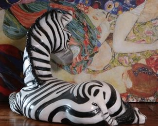 Large Resin Zebra Sculpture 15 x 23 x 10in