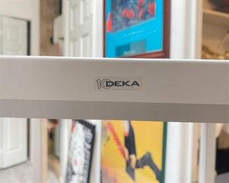 Vintage Modern Marble & Steel End Table Single 16 x 19.75 x 9.75in HxWxD