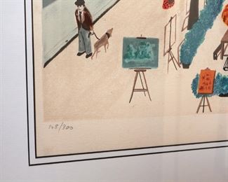 Signed Numbered Heine Litho Framed Art Print French Street Scene Frame: 27 x 30in