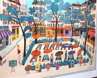 Signed Numbered Heine Litho Framed Art Print French Street Scene Frame: 27 x 30in
