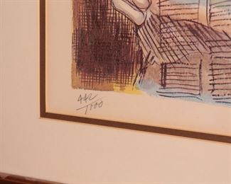 Signed Numbered George Crionas Track Bum Clown Litho Framed Art Print Frame: 33 x 27.5in