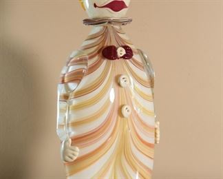 Vintage Felina Art Glass Hand Blown Clown Figurine Large Russia 16.5 inches high.