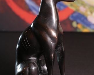 Vintage Cast Metal Whippet Greyhound Statue Figurine 9.5 inches.