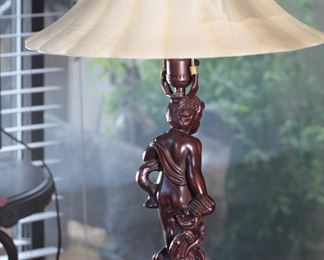 Modern Cherub Figural Lamp Metal 23 x 15in diameter