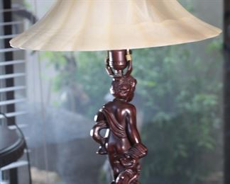 Modern Cherub Figural Lamp Metal 23 x 15in diameter