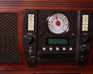 Innovative Technology Retro Stereo CD 5-in-1 Wooden Music Center ITVS-750 Turntable 12.5 x 20 x 14in