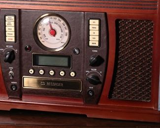 Innovative Technology Retro Stereo CD 5-in-1 Wooden Music Center ITVS-750 Turntable 12.5 x 20 x 14in