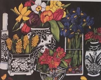 Signed Numbered Litho Kate Larson Exuberance Lithograph Framed Print Frame: 30 x 37in