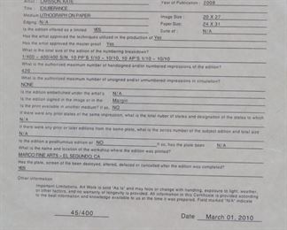 Signed Numbered Litho Kate Larson Exuberance Lithograph Framed Print Frame: 30 x 37in