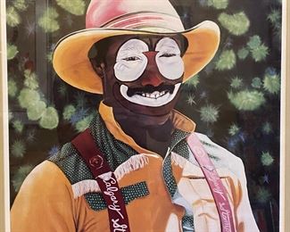 Signed Print Neon Leon Cowboy Rodeo Clown Framed Art 28 x 25in