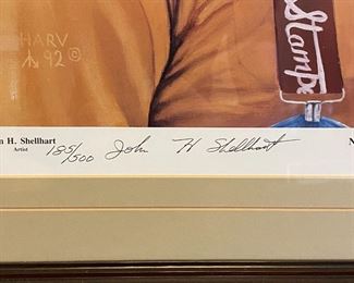 Signed Print Neon Leon Cowboy Rodeo Clown Framed Art 28 x 25in