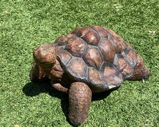 Large Cast Stone Garden Turtle Sculpture 9 x 13 x 14 HxWxD