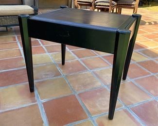 Modern Dark Wood Leather top End Table 25.5 x 25.5 x 30. HxWxD