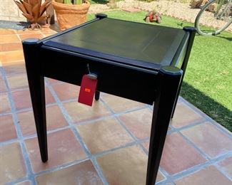 Modern Dark Wood Leather top End Table 25.5 x 25.5 x 30. HxWxD