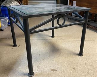 Iron And Glass Side Table 22 x 27.5 x 27.5. HxWxD