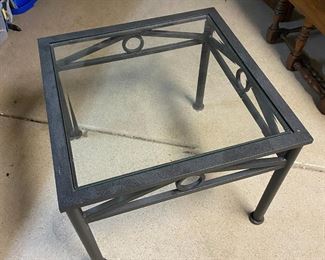 Iron And Glass Side Table 22 x 27.5 x 27.5. HxWxD